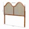 Baxton Studio Hazel Vintage Classic Ash Walnut Finished Wood and Synthetic Rattan Full Size Arched Headboard 181-11127-Zoro - alternate 4